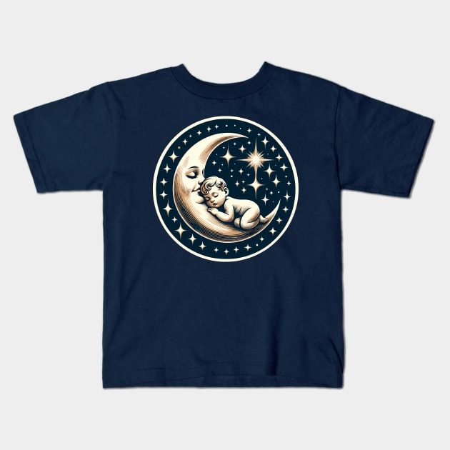 Baby sleeping on a moon Kids T-Shirt by Art_Boys